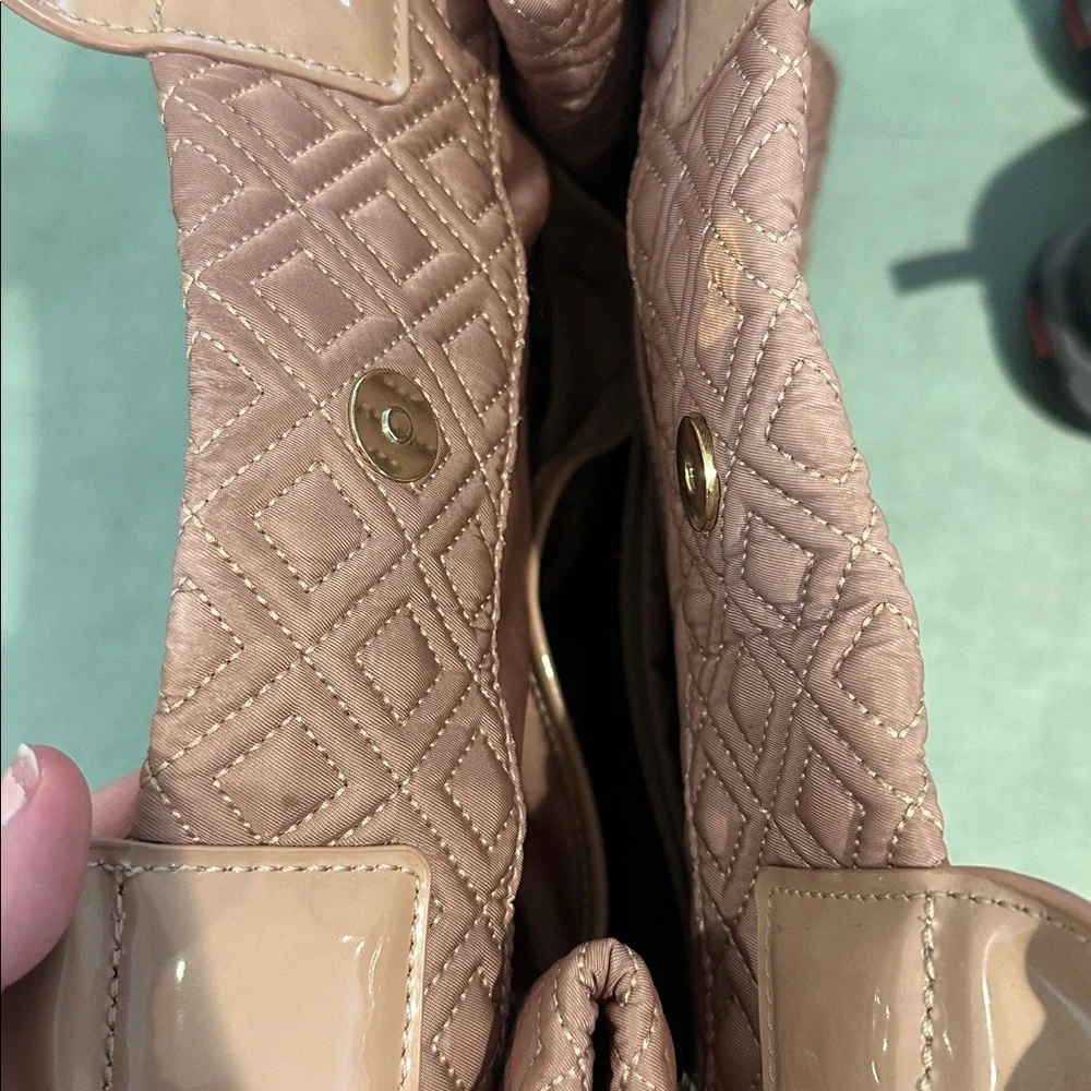 Tory Burch Tan Quilted Diamond-Pattern Tote